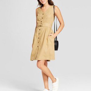 Mossimo Linen Blend Sleeveless Belted Safari Sundress Size S/M